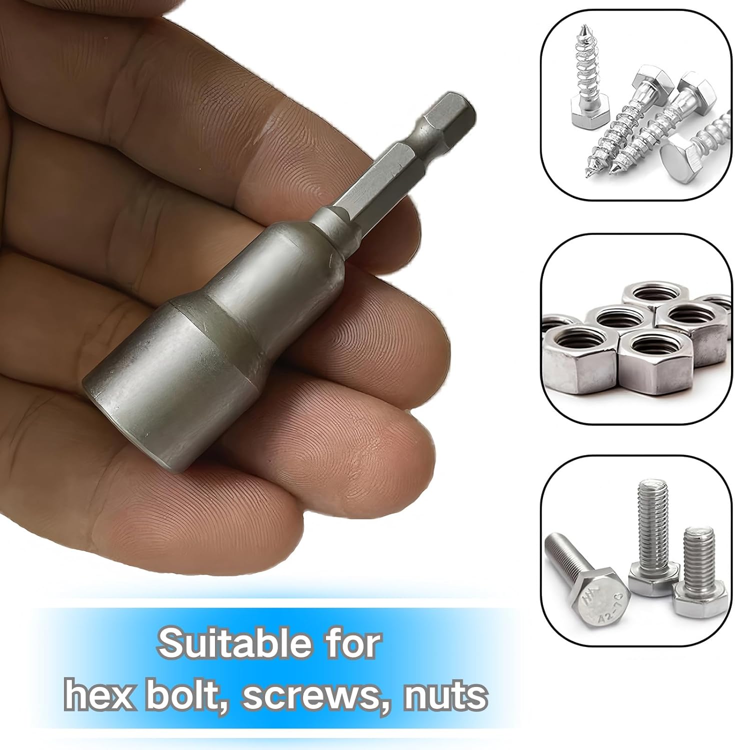 10PCS Magnetic Nut Driver Set for Impact Drill, 1/4'' and 5/16'' Nuts Driver Socket, 1/4'' Hex Shank Power Nut Driver Bit Quick Change Socke Adapter