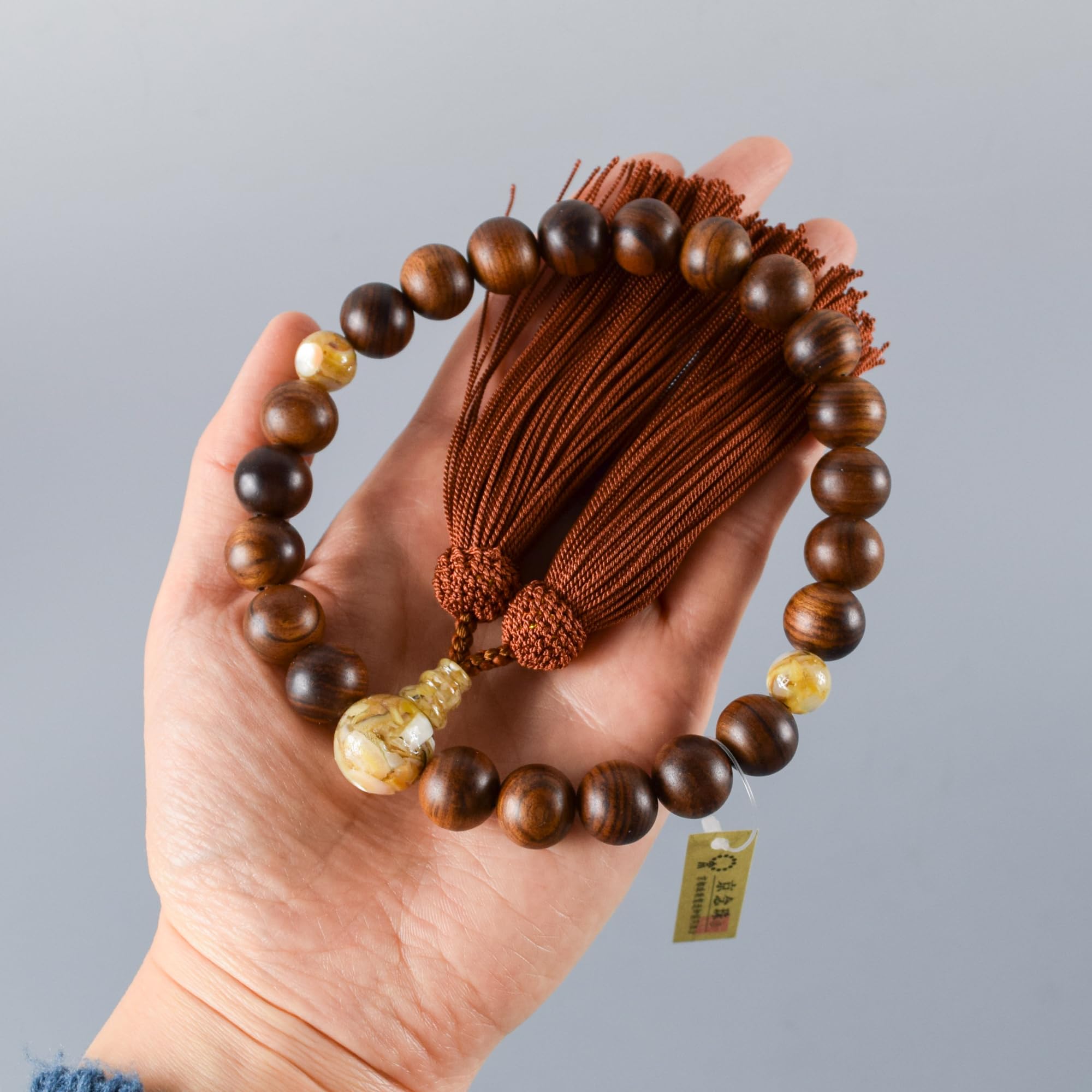 13 mm Sendan Chinaberry drewniane brązowe koraliki z muszli japońskie koraliki modlitewne Juzu dla buddyjskich ręcznie robionych koralików Mala Kioto prezent prezent dla kobiet mężczyzn JUA146