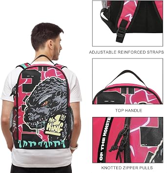 Godzilla Large Graphic 17.5 Pink Backpack