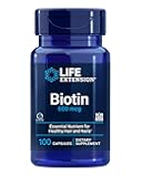 Life Extension Biotin 600 mcg Vitamin B7 Support Supplement for Beautiful Hair, Nails & Beyond – Gluten-Free, Non-GMO - 100 Capsules