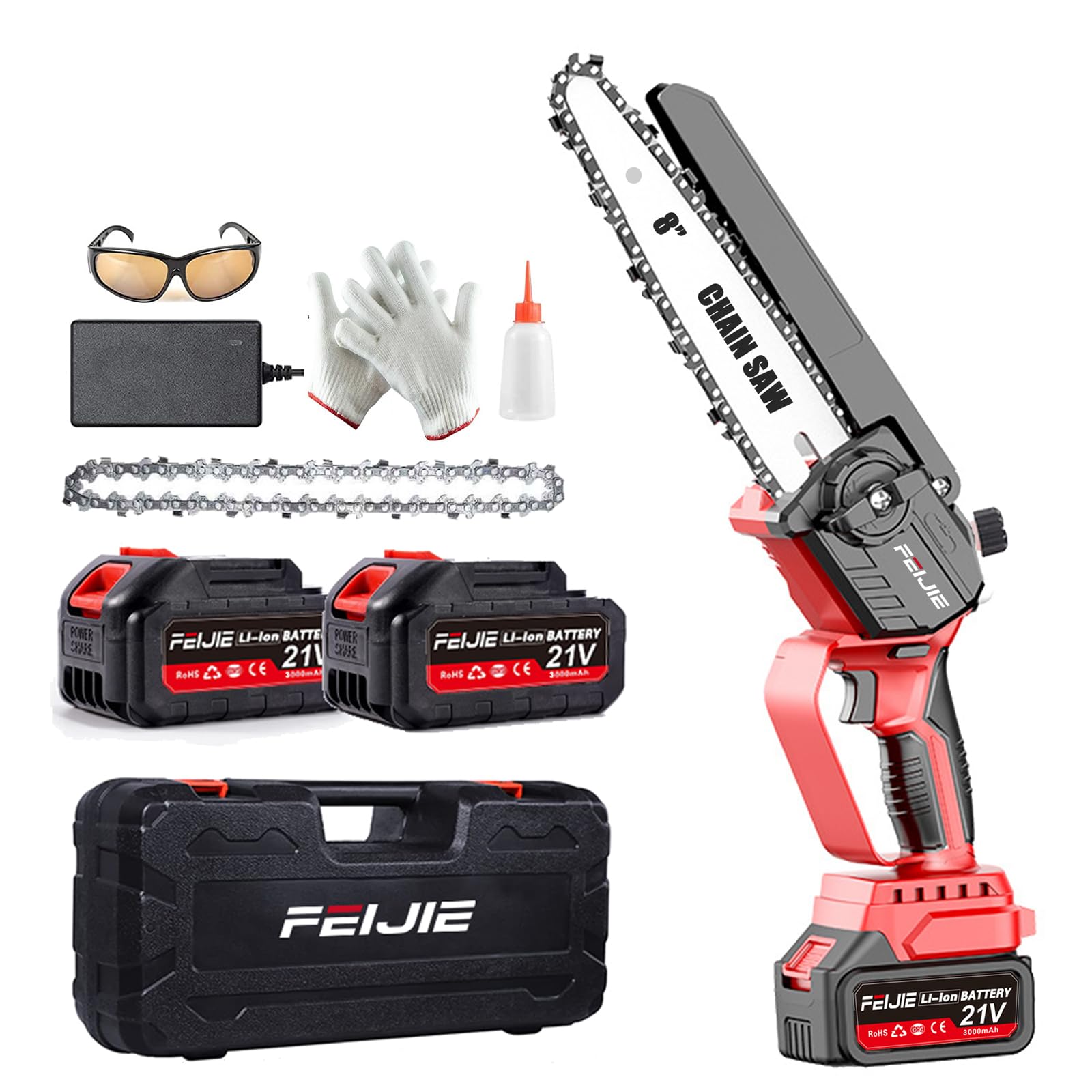 Amazon | チェーンソー 充電式 8インチ 自動給油 ブラシレスモーター  