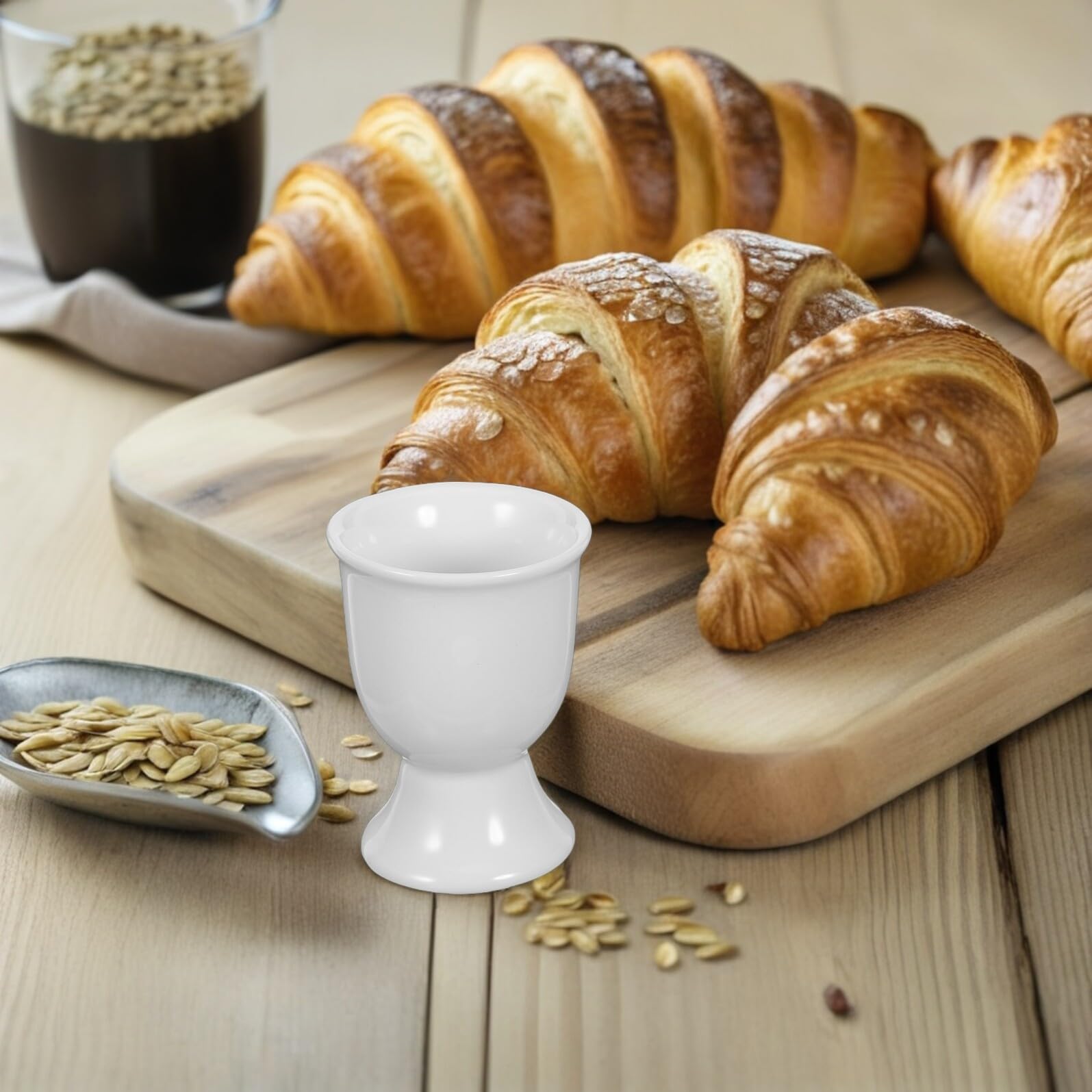 Coquetiers en Céramique Blancs pour Œufs, Lot de 6
