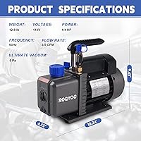 Vista 2 de Bomba de vacío de 3.5 CFM, bomba de vacío de aire de paleta giratoria de una sola etapa de 110 V 1/4 HP para HVAC/AUTO, recarga de refrigerante