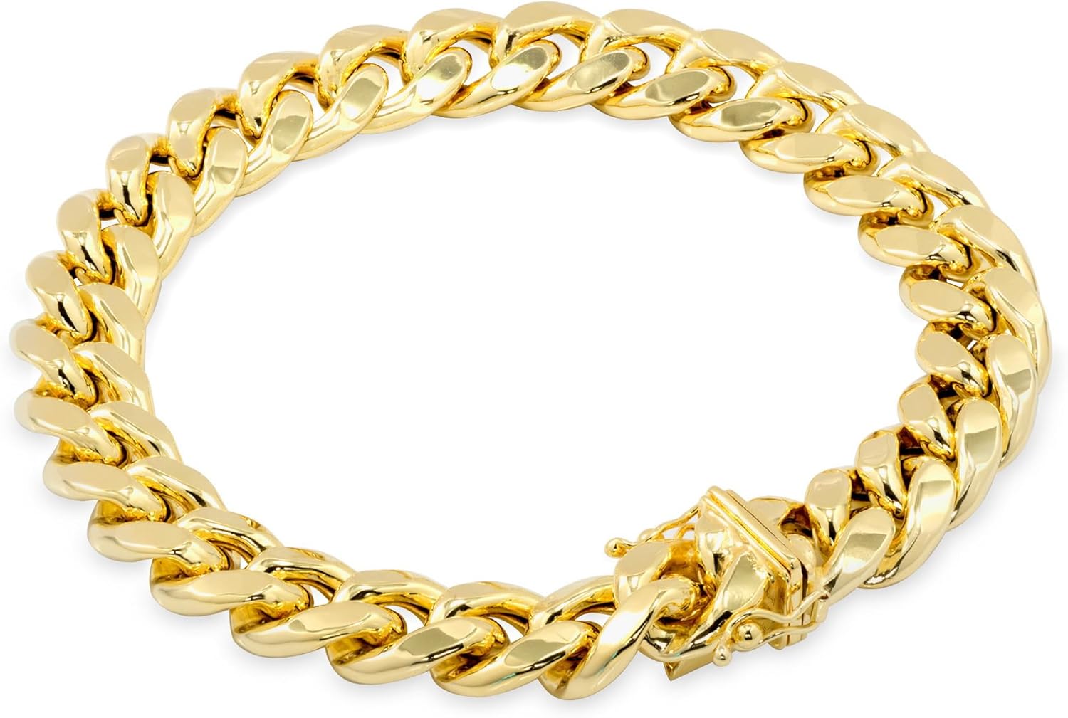 Nuragold 10k Real Yellow Gold Miami Cuban Link 11mm Chain Bracelet (7"-9") Italian Jewelry for Men