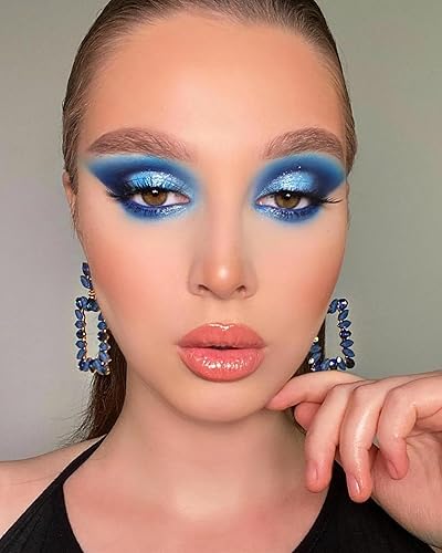 Miniatura 6 de Paleta de sombra de ojos azul mate de 8 colores de larga duración verde azulado para maquillaje de tonos fríos, aspecto de ojos brillante, alta