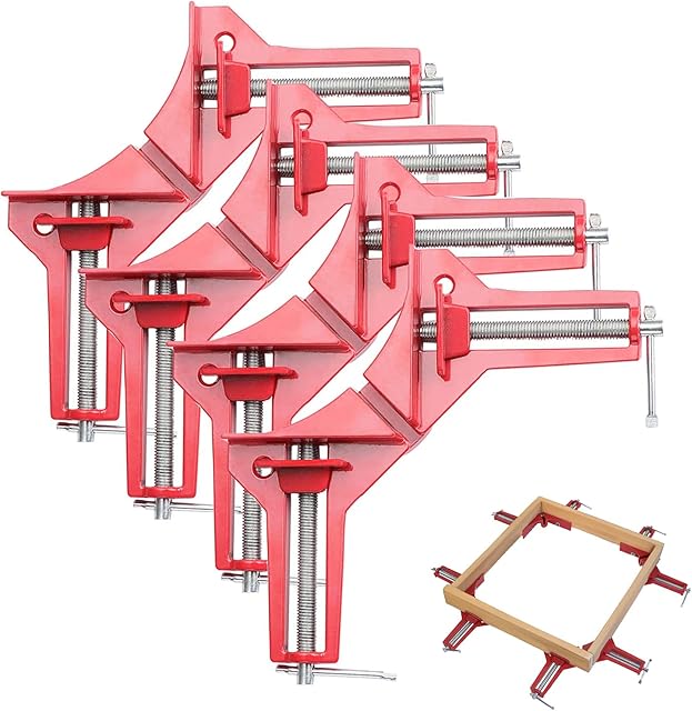 Fippy 4PCS Corner Clamps for Woodwork, 90 Degree Right Angle Clamps Adjustable Wood Vice Miter Clamp for Picture Photo Frame Glass Fish Tank DIY Hand Tools