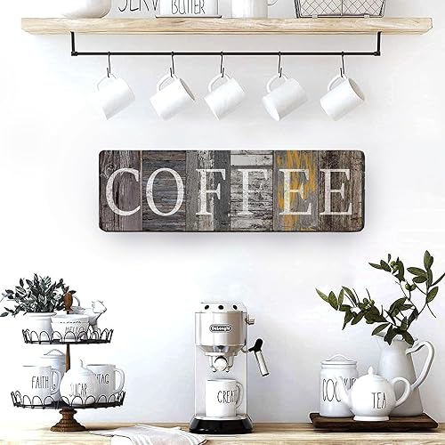 Miniatura 4 de Letrero rústico de café para decoración de cocina, letrero impreso para colgar en la pared, placa de café para la oficina en casa, decoración de