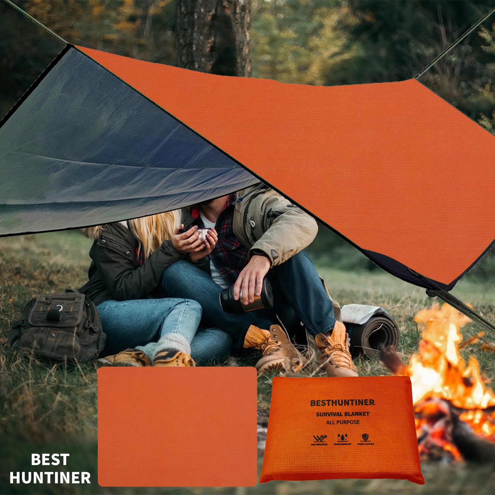 Mantas de Emergencia Pesadas- Mantas de Aislamiento térmico de alquitrán Reflectante Multifuncional - Mantas Salvavidas de Campamento Resistentes al Agua de 213cmx150cm
