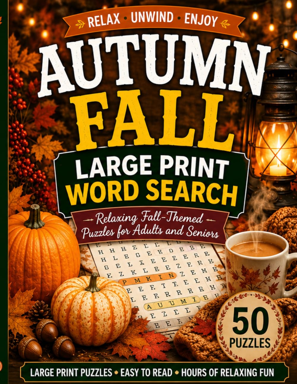 AUTUMN LARGE PRINT WORD SEARCH: Cozy Autumn-Themed Word Search Puzzles for Adults and Seniors