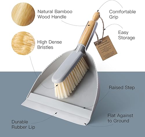 Miniatura 6 de HONGBOXIN Juego de recogedor y cepillo pequeño, mini escoba y recogedor, recogedor para mascotas, escoba de mano y bandeja para el polvo, para el
