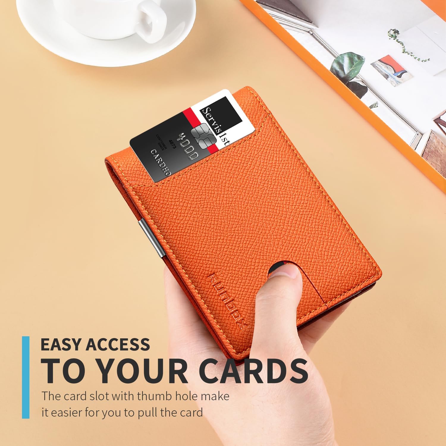 RUNBOX Slim Wallets for Men - Leather Money Clip Mens Wallet - RFID Blocking Front Pocket Bifold Wallet - Thin Credit Card Holder with Gift Box - Image 4