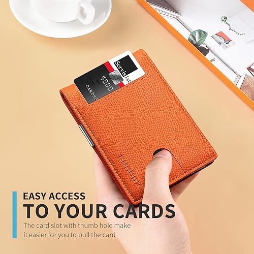 Miniatura 71 de RUNBOX - Carteras delgadas para hombre, cartera de piel con pinza para el dinero, cartera de bolsillo frontal con bloqueo RFID, tarjetero Negro