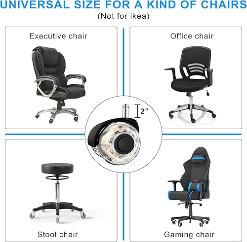 Miniatura 3 de Office Chair Wheels Replacement-Heavy Duty Office Chair Casters(2200lbs),2''Universal Size Wheels for Office Chair,Smooth & Safe Rolling Office