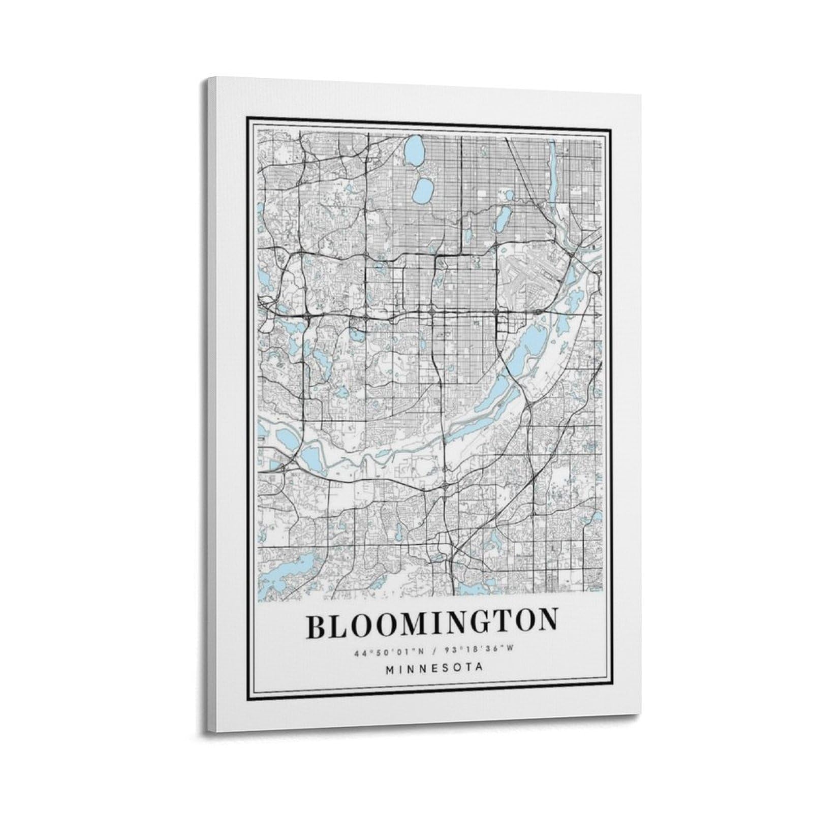 xiaoxiaoshen Bloomington Minnesota Map Canvas Poster Wall Art Prints Room Aesthetic Murals Bedroom And Living Decorations 24x36inch(60x90cm)
