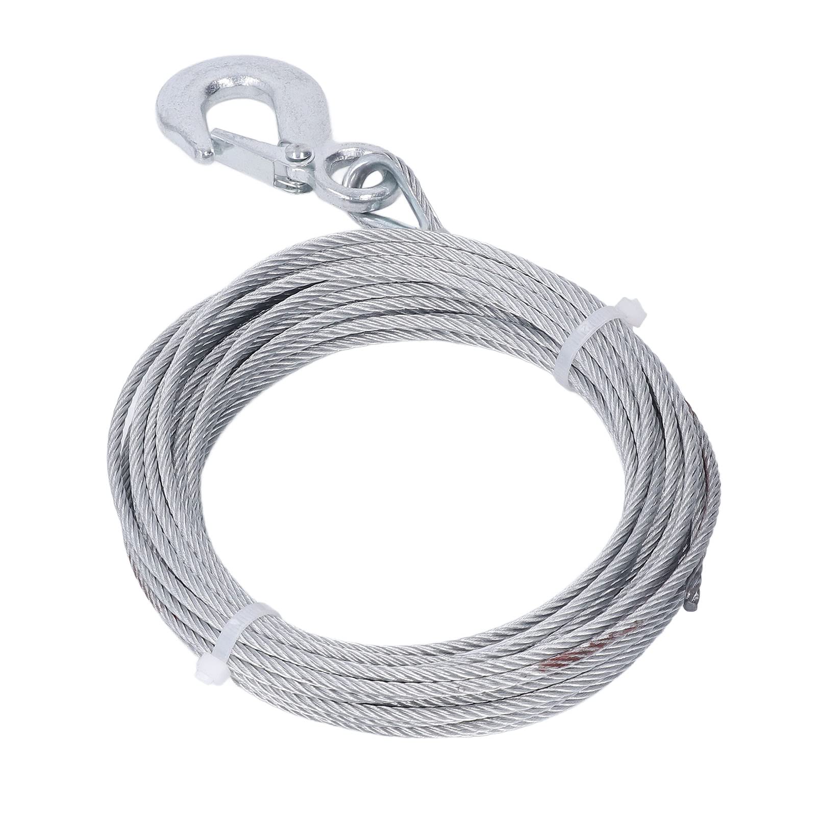 Câble en Acier Inoxydable pour Treuil, 4 Mm X 12 M, Câble de Treuil Sûr et Découpable, galvanisé, Force de 2 000 Lb pour l'alimentation électrique Domestique