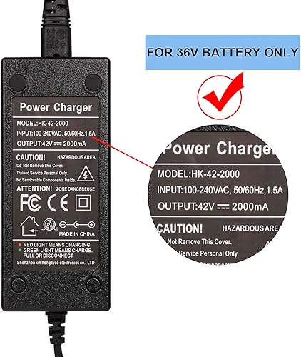 Miniatura 2 de Adaptador de CC universal de 42 V 2 A, conector de 1 clavija para batería de litio de 36 V, scooter eléctrico, escooter ebike 0.217 in enchufe