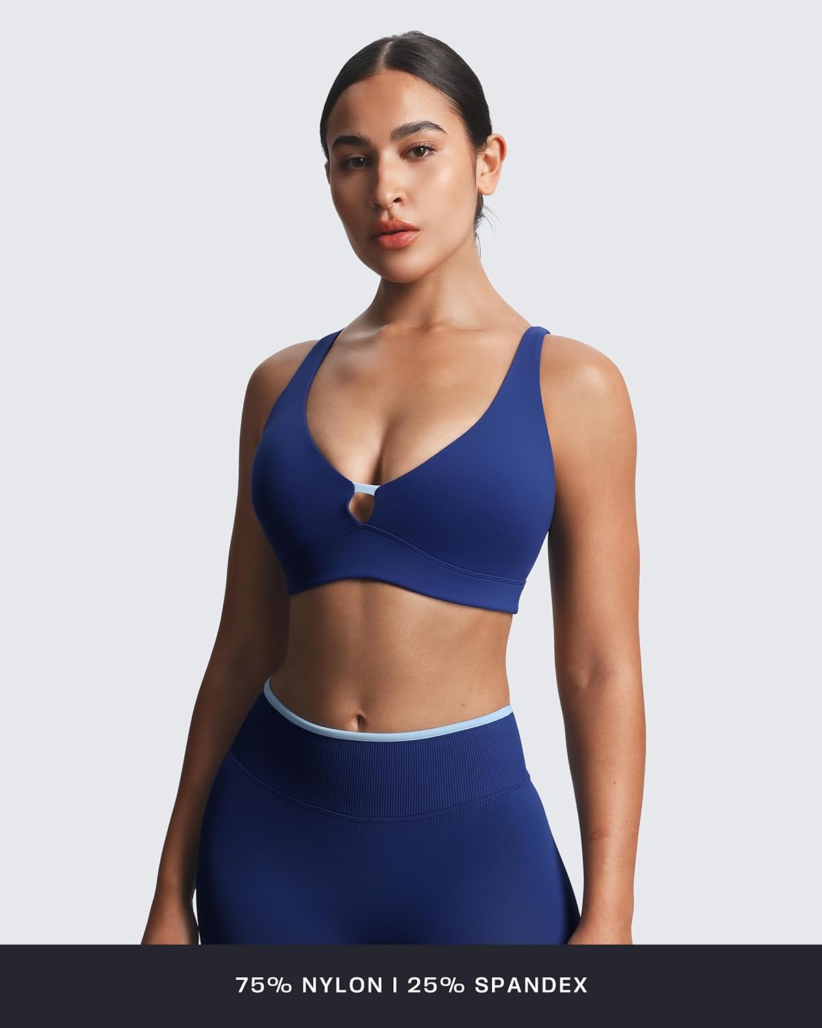 Aoxjox Women's Workout Lexi Lined Charm Sports Bras Deep V Color Block Fitness Training Gym Yoga Crop Tanks - Image 5