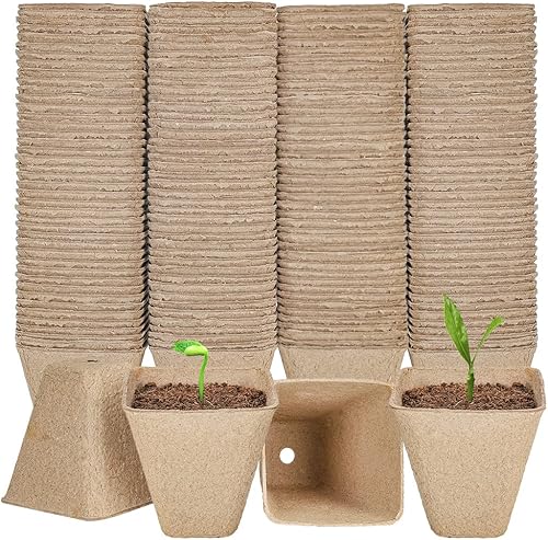 Miniatura 8 de Maceta de turba, 126 paquetes de macetas de inicio de semillas de 3.15 pulgadas con agujeros de drenaje, maceta redonda biodegradable, macetas de