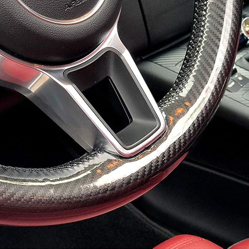 Miniatura 5 de Protector de Volante de Cuero Nappa Negro y Fibra de Carbono para Auto Accesorio Interior Fit para Porsche Panamera Macan Cayenne 911 996 997 959