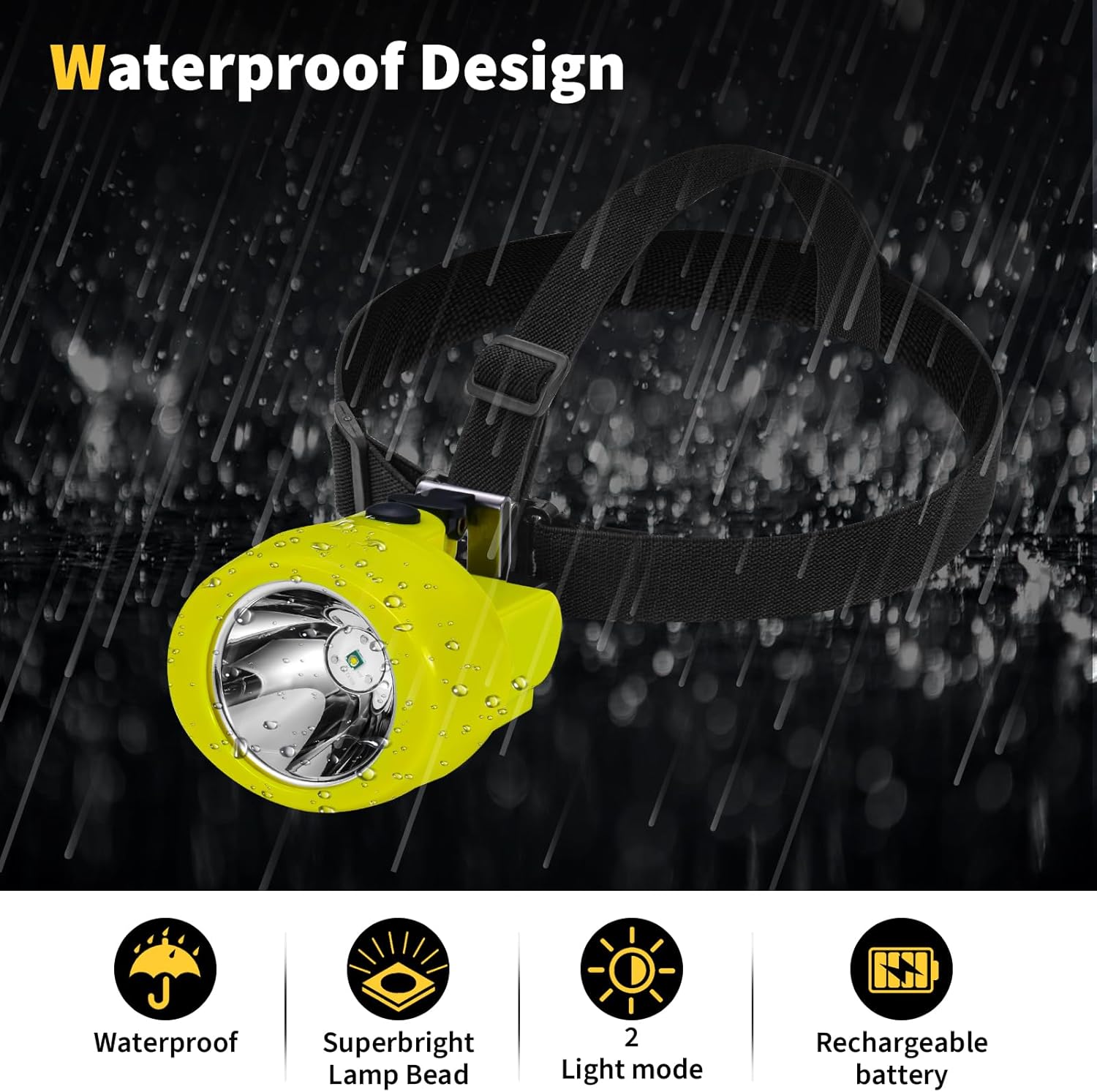 Super Bright LED Mining Headlamp, Rechargeable Hard Hat Light, Waterproof Cap Lamp with Long Battery Life, High Lumen Industrial Head Torch for Mining, Construction, Camping, and Outdoor Work
