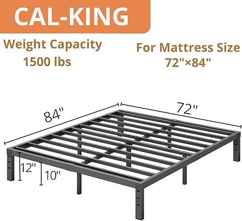 Miniatura 74 de ZIYOO Base de cama individual con listones de acero resistente, marco de cama de plataforma de 14 pulgadas, diseño antideslizante, no necesita
