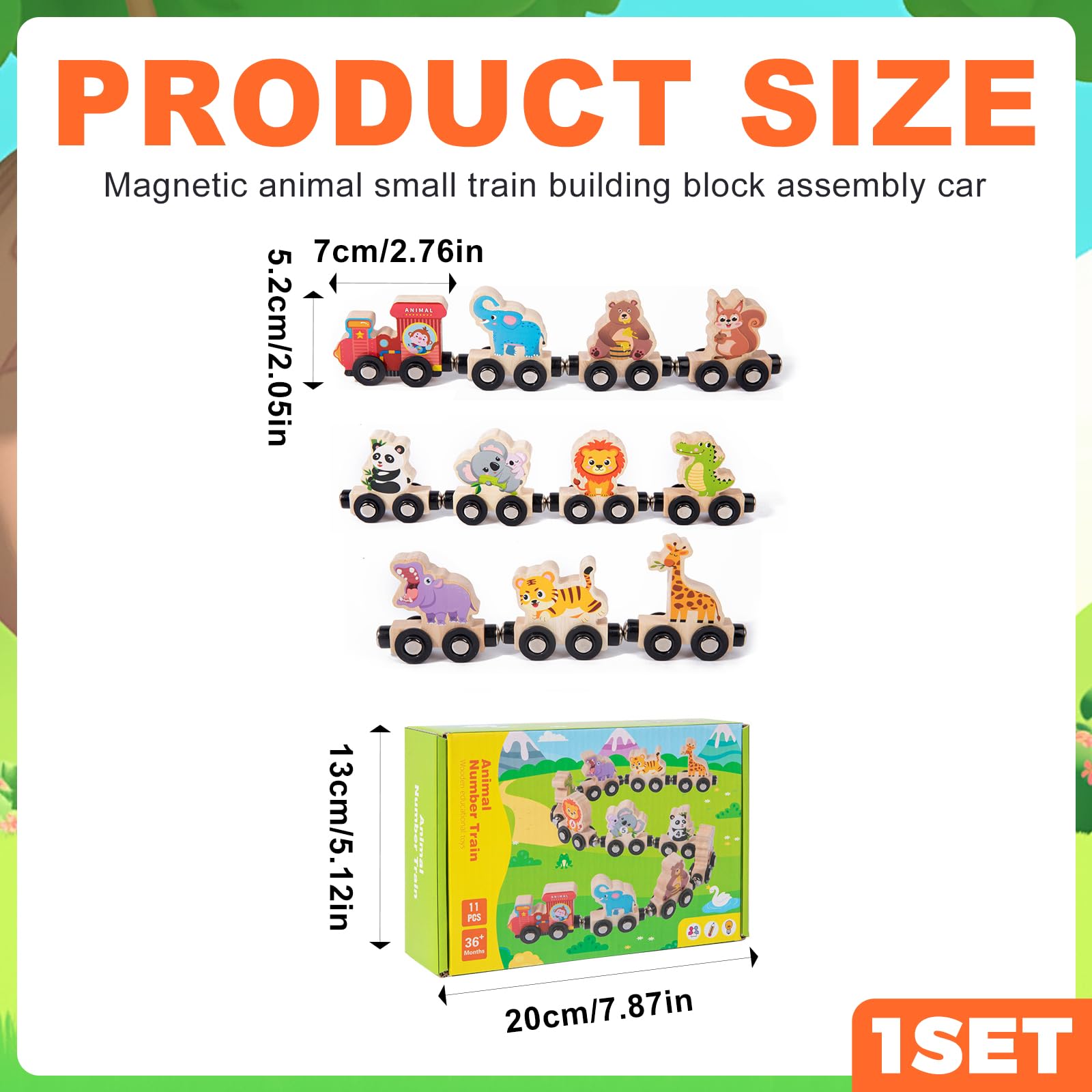 Magnetic Building Blocks Wooden Train Set for Toddlers 1-4 Years Old - Image 2