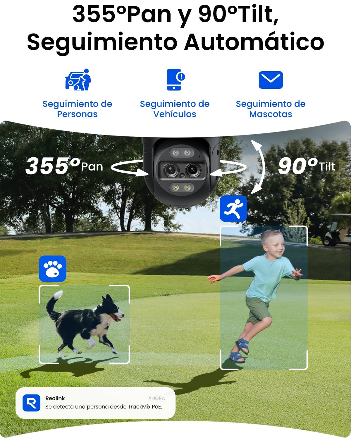 Reolink 4K 8MP PTZ Camara Vigilancia, Zoom Híbrido 6X, TrackMix PoE Gris | Doble Lente, 355° Pan y 90° Tilt, Color Visión Nocturna, Detección Inteligente, Seguimiento Automático, Audio Bidireccional