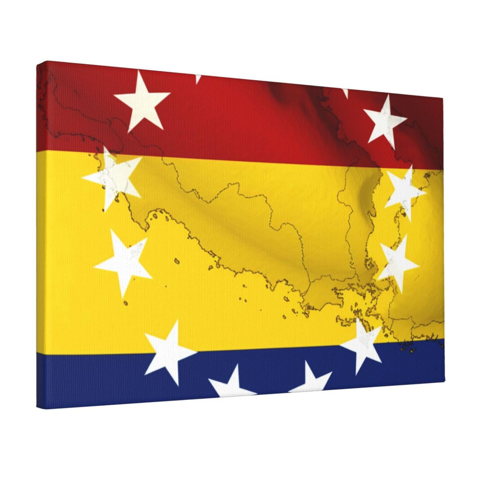 YKLJG venezuela flag Printed Wall Art Canvas Prints 45x30 CM Wooden Framed Picture Painting Artwork for Bedroom Kitchen Home Office Decor