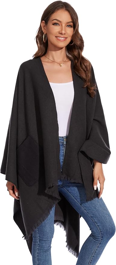 Bufanda poncho elegante para mujer de otoño e invierno miniatura 6