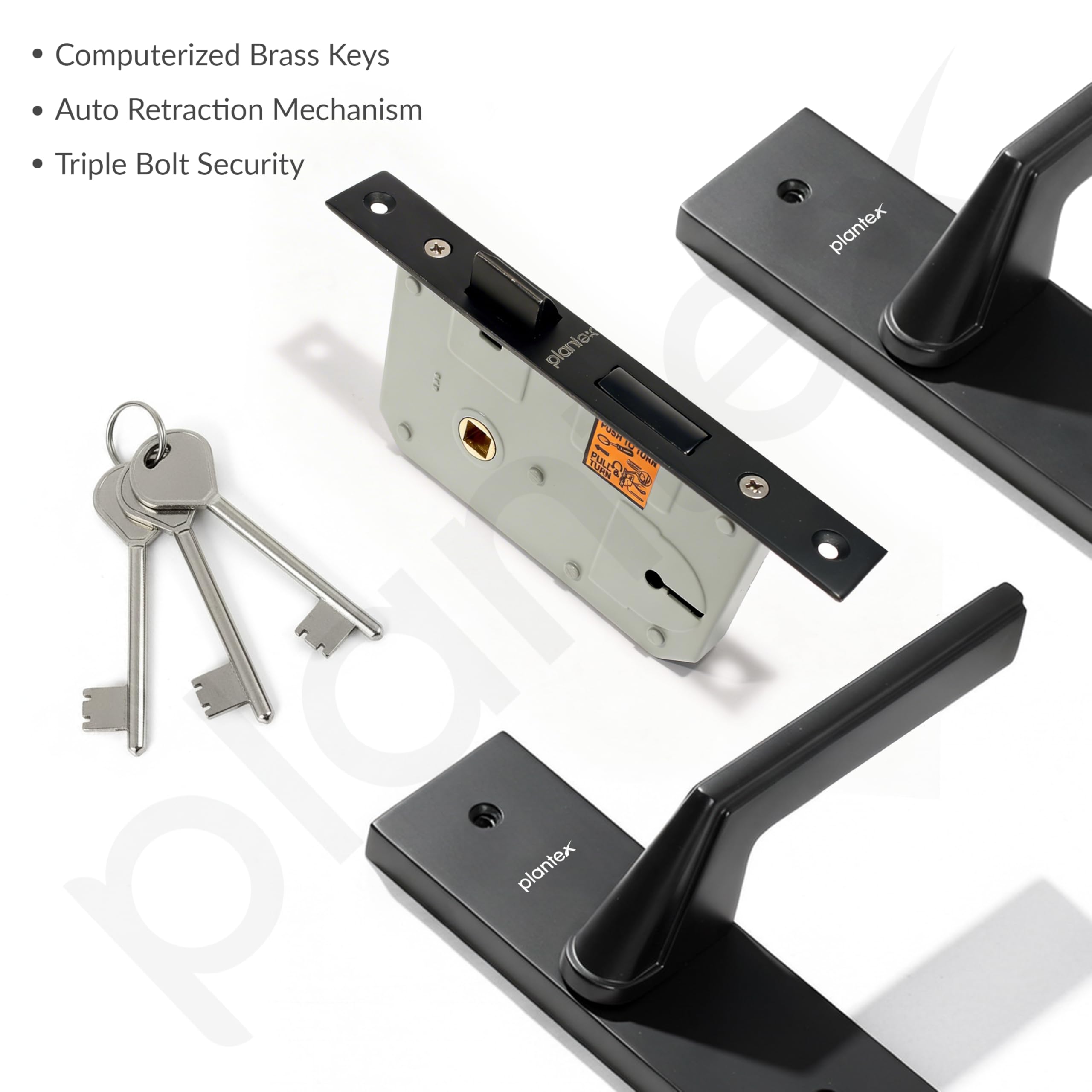 Heavy-Duty Door Lock Set - 6-Lever Brass Lock -4