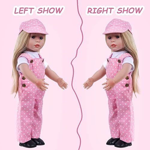 Miniatura 5 de Rakki Dolli Conjunto de 3 piezas de accesorios de ropa para muñecas con overoles rosados de moda, pantalones con peto, camiseta blanca de manga