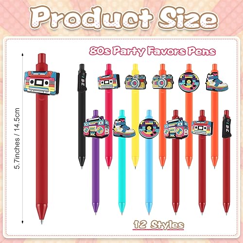 Miniatura 2 de 30 bolígrafos de fiesta de los años 80 y 90, a granel, retro, hip hop, música, bolígrafos coloridos retráctiles de tinta negra, suministros de