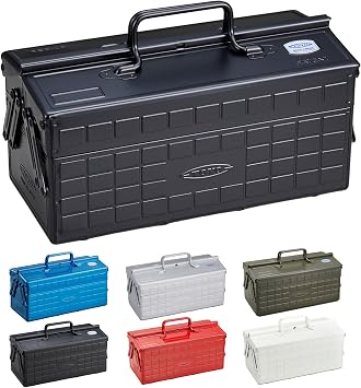 Toyo Steel ST-350 2-Tier Steel Tool Box, Black, Width 13.8 x Depth 6.3 x Height 8.3 inches 35 x 16 x 21 cm, Made in Japan, Tool Box, Storage Box
