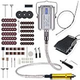 780W Flex Shaft Rotary Tool, 500-25000RPM Flexible Shaft Grinder Kits with Variable Speed Foot Pedal and 110pcs Accessories for Grinding Polishing Sanding Deburring Cutting Buffing Finishing