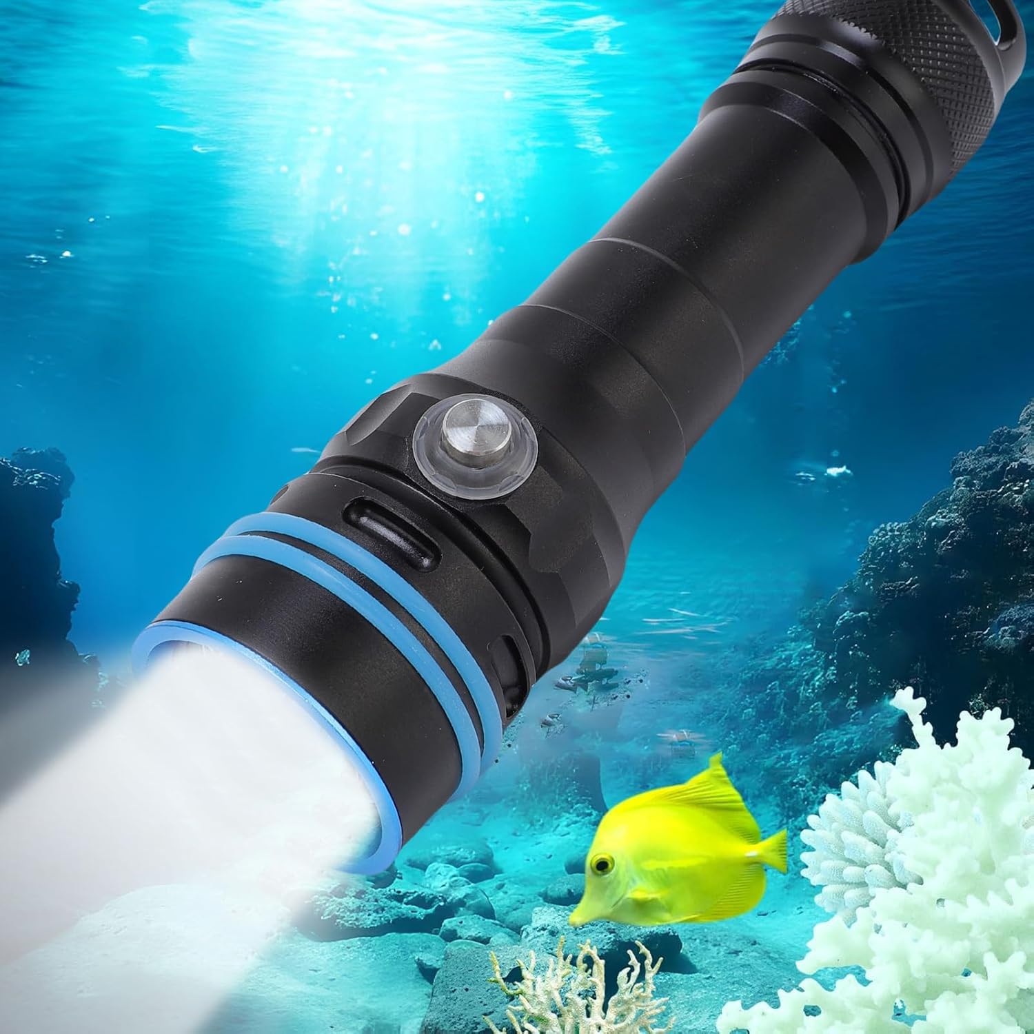 Scuba Diving Flashlight IPX8 Waterproof 3600LM Dive Light with 4 Modes and Power Indicator - Ultra Bright LED for Night Snorkeling and Deep Sea Exploration
