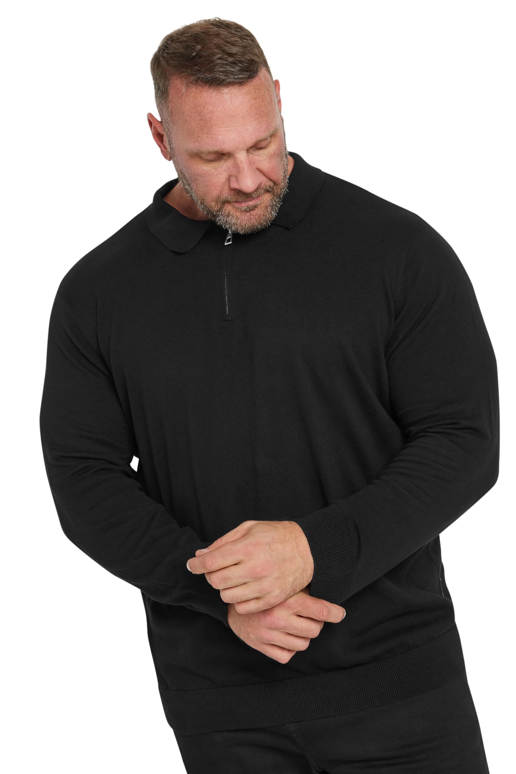 BadRhino Long Sleeve Zip Polo Shirt - Black - 4XL