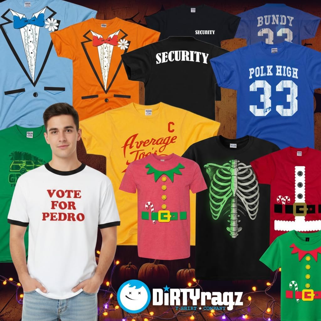 DIRTYRAGZ Men's Vote for Pedro T-Shirt, Napoleon Dynamite Costume Graphic Tee Shirt from