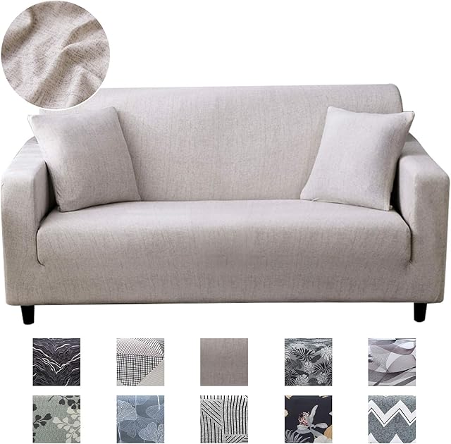 JOYDREAM 1-Piece Stretch Sofa Cover Anti-Slip Couch Slipcovers Elastic Furniture Protector for Armchair/Couch Soft Fabric Settee Covers Couch Cover with 1 Cushion Cover (Medium, Pattern QMH)