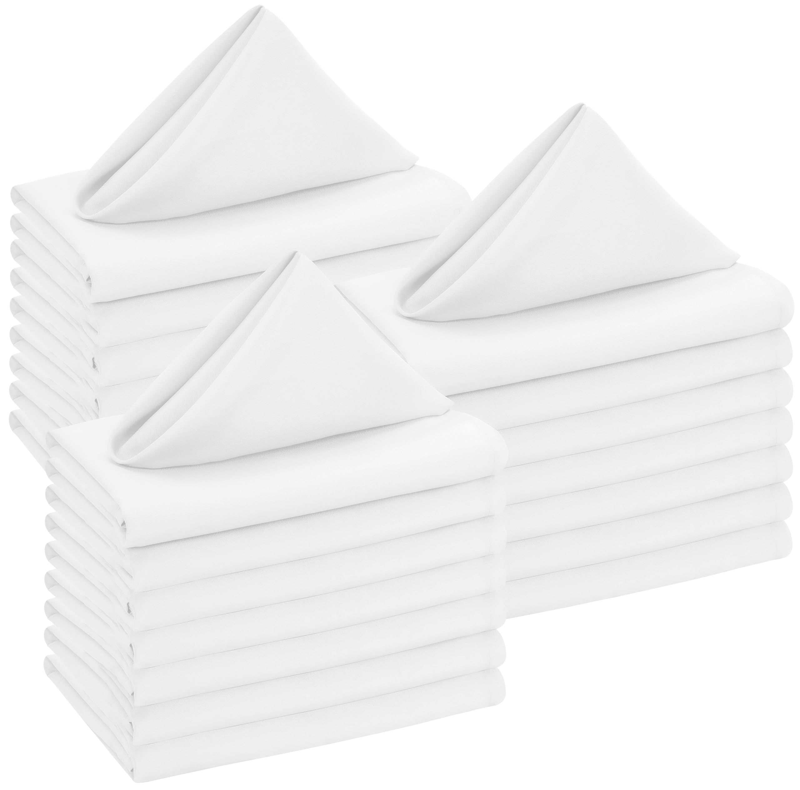 KICHLY Cloth Napkins (50 x 50 cm) Bulk Pack of 288 White 100% Polyester Dinner Napkins with Hemmed Edges, Washable, Ideal for Parties, Weddings and Dinners