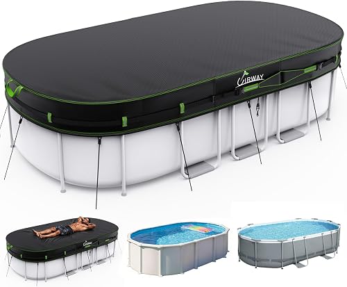 UIRWAY 500D 15x30FT Winter Pool Cover Oval Heavy Duty Thick Fabric