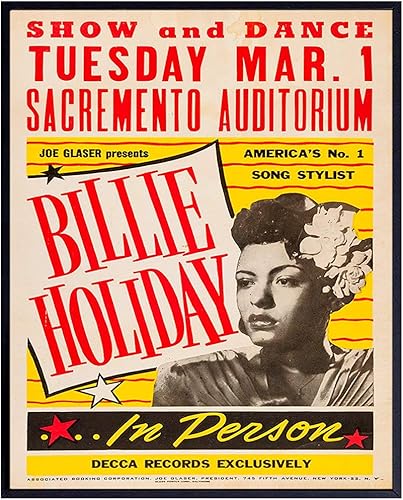 Arte de pared de Billie Holiday - Póster de Billy Holiday - Carteles vintage de concierto de 8x10 - Arte de pared afroamericano - Regalos de músico