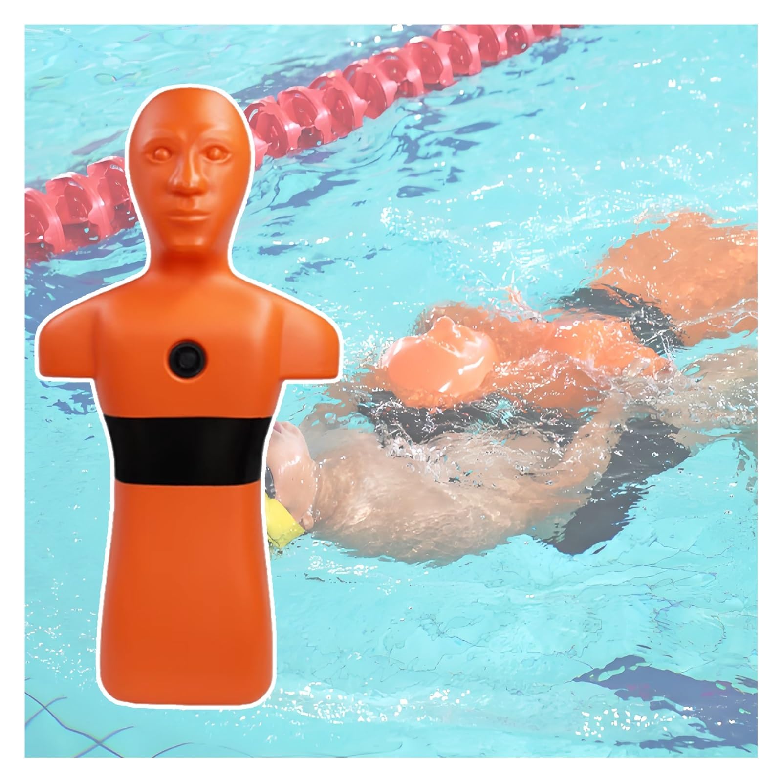 MZZKFC Water Life Saving Training Dummy for Pool, Drowning Drill Training with 3 Inlet and Outlet Hole, Orange & Yellow Swimming Skills Training Dummys for Water Safety Courses(Orange,Set of 4)