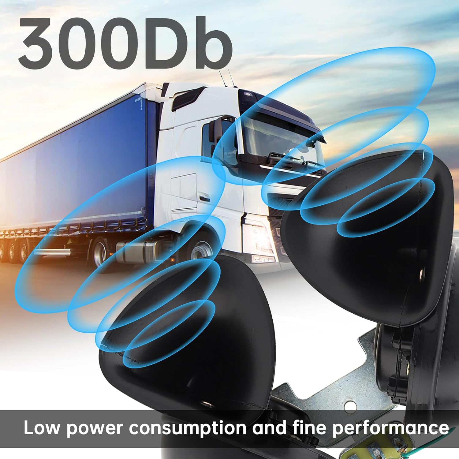 Car Horn 12V Universal Super Loud 300db High Tone Auto Horns Waterproof Electric Snail Horn for Car Truck Boat Motorcycle