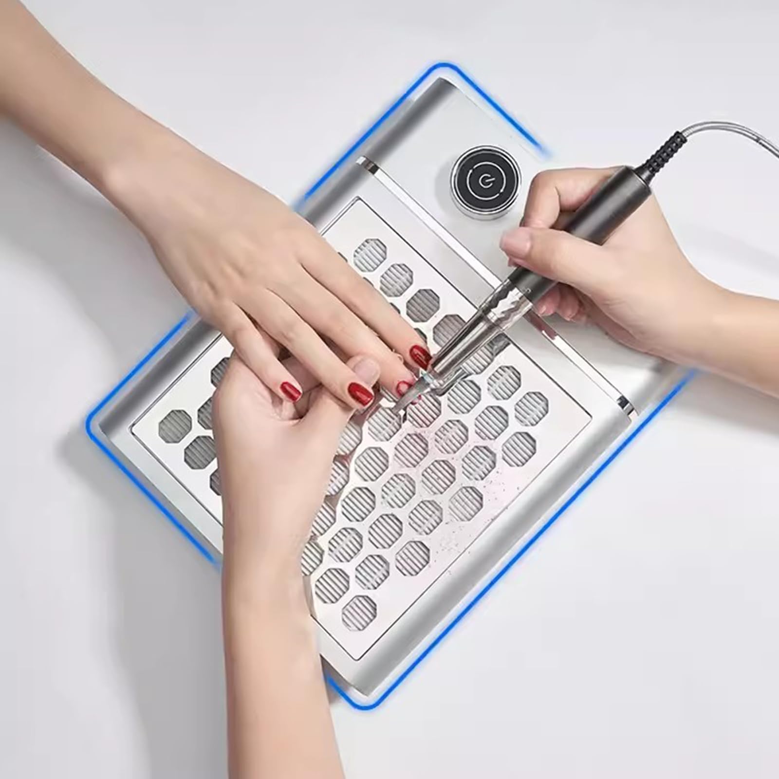 Aspirador De Uñas Recargable, Aspirador De Uñas Recargable, Succión Ajustable, Velocidad Máxima De 4500 RPM, con 4 Ventiladores Y Filtros Reutilizables