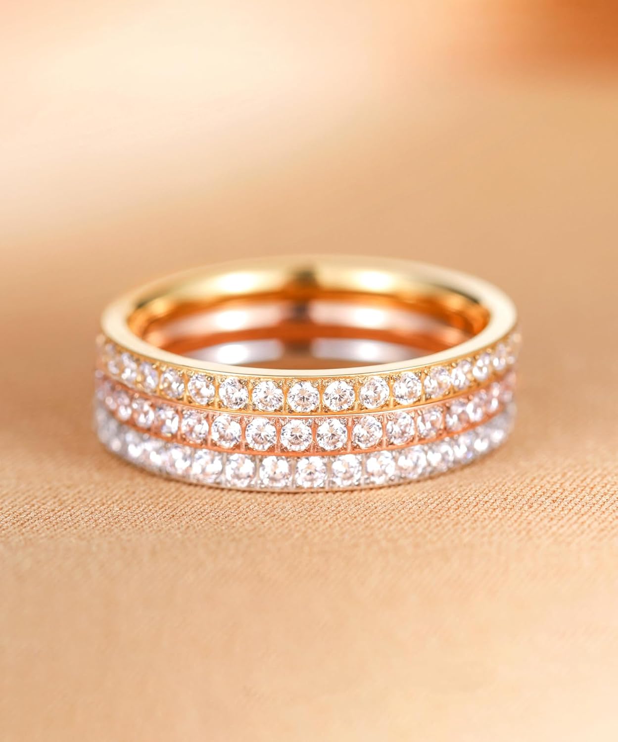 TIGRADE 2mm Women Titanium Eternity Ring Cubic Zirconia Anniversary Wedding Engagement Band Size 3-13.5 - Image 2