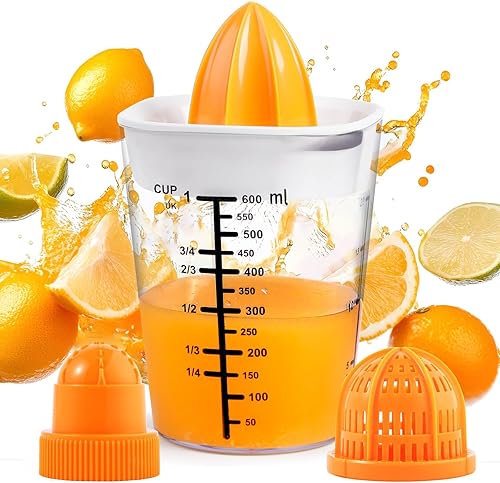 Miniatura 11 de Exprimidor de mano, exprimidor de limón, exprimidor de cítricos con taza medidora de capacidad de 20 onzas, exprimidor manual, prensa de cítricos,