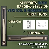 Vista 6 de MK885A - Marco de exhibición de bate de béisbol, marco de madera de montaje en pared con puerta acrílica, soporte vertical horizontal para armario