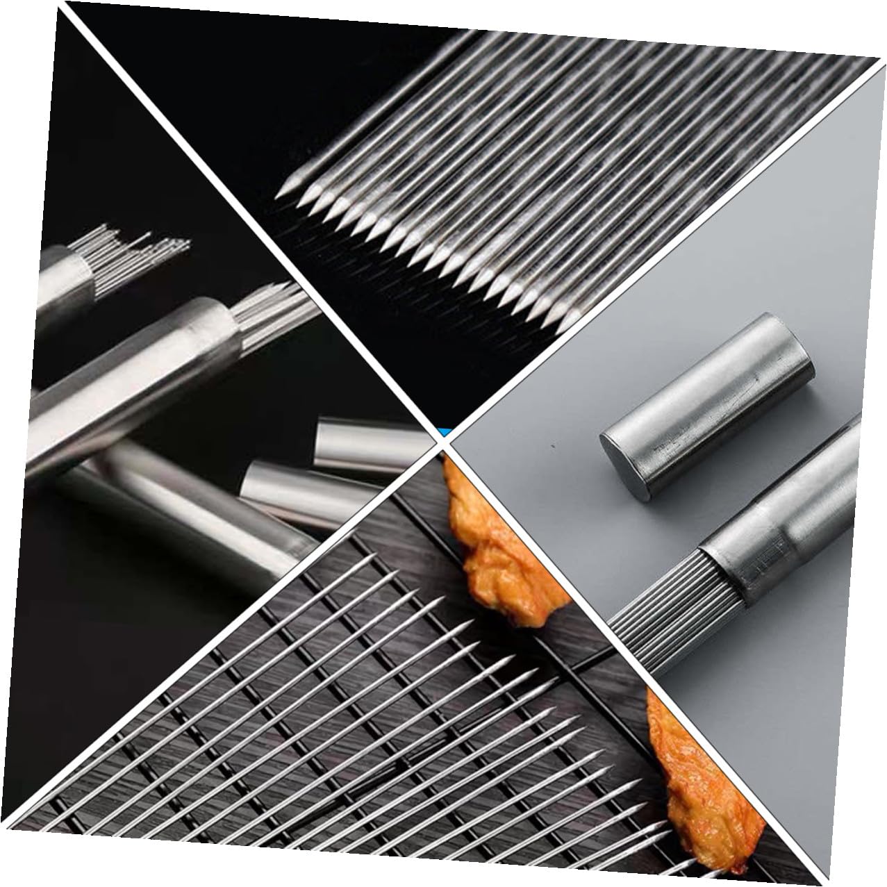 VILLCASE Spiedini in Acciaio Inossidabile 304 Rotondi Resistenti per Barbecue e Picnic, Bastoncini Riutilizzabili 2mm X 35cm, Confezione da 100 Pezzi, Utensili per Grigliate All'aperto e Cucina Estiva