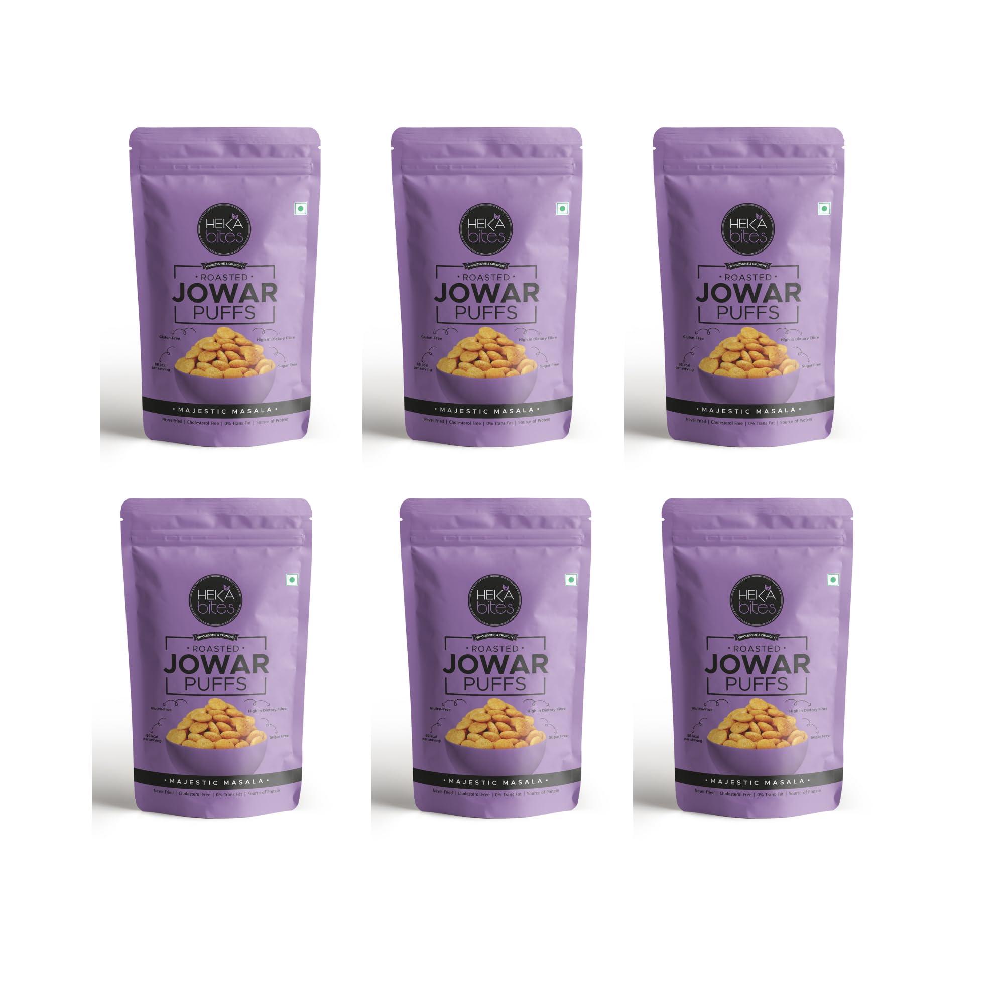 HEKA bites Roasted Jowar Puffs Majestic Masala - Pack of 6 | 86 Kcal | Made with 80% Jowar| Healthy Snack| Sugar Free| Cholesterol Free| Gluten Free (40g x 6) (Pack of 6) (B0BFRSTYNC) Amazon Price History, Amazon Price Tracker