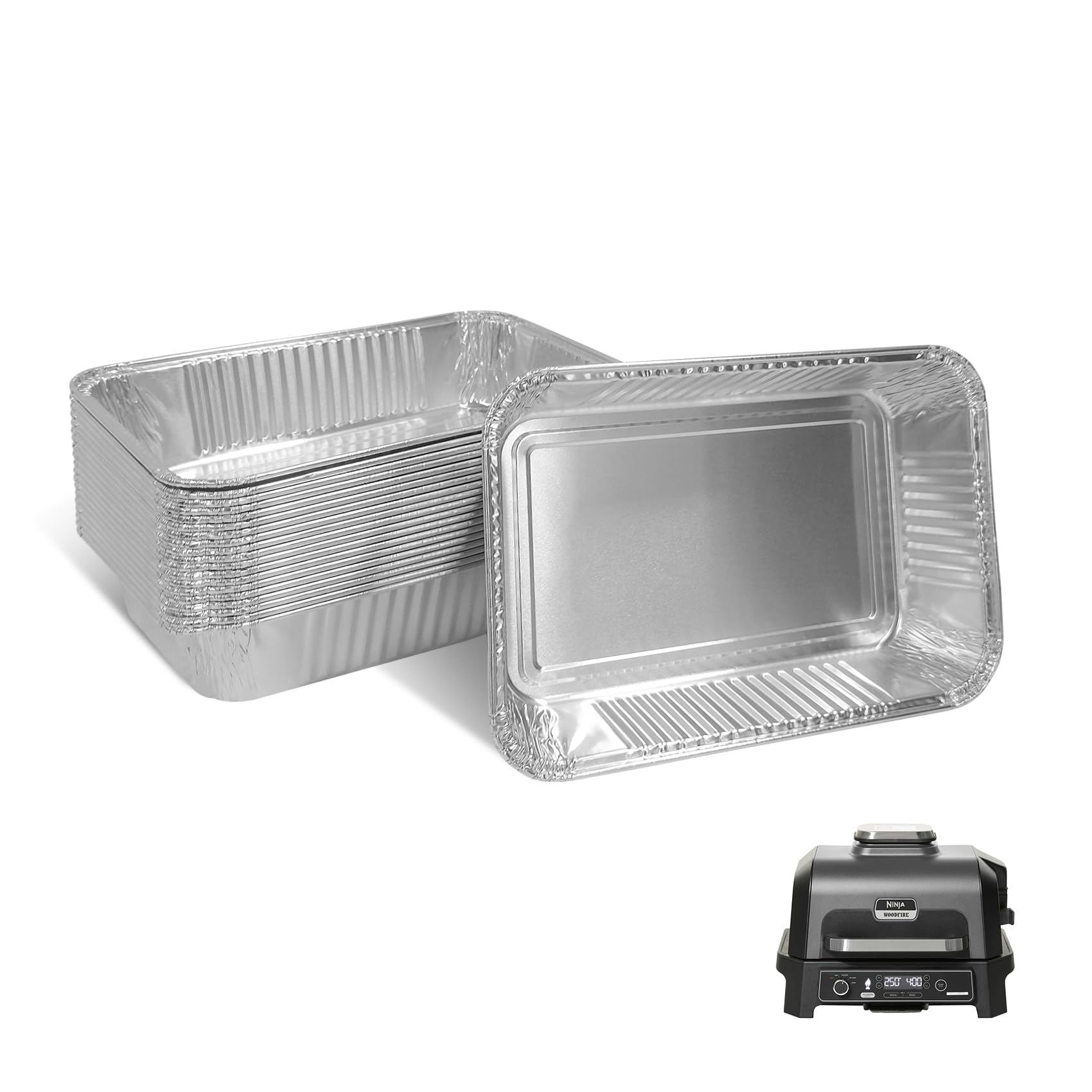 MOASKER Foil Drip Pans for Ninja OG951/OG850 Woodfire Outdoor Grill Pro XL, Grease Tray Liners Compatible with Ninja OG800 and OG900 Series Woodfire Outdoor Smoker & Grill Accessories, 20 Pack